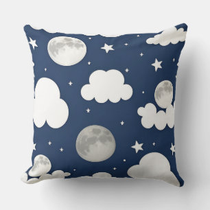 Nachtelijke hemel met sterren, maan en wolken kussen