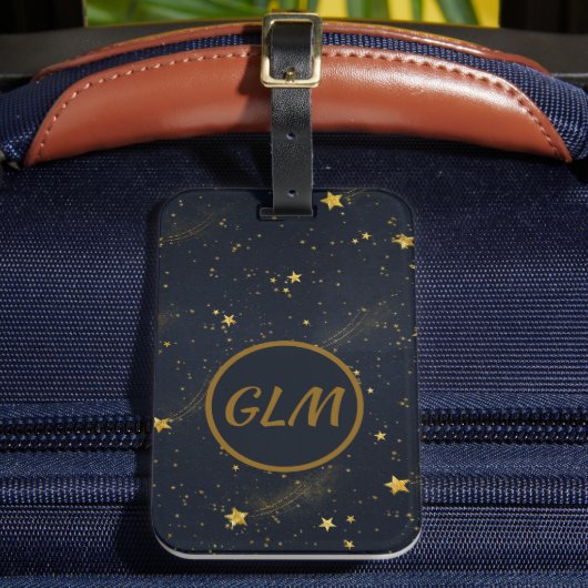 Nachtelijke hemel monogram bagagelabel (Voorkant Insitu 2)