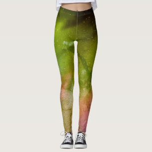 Nachtelijke hemel Noordlicht sterrenstelsel Geel P Leggings