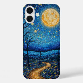 Nachtelijke hemel volle maan iPhone 16 plus hoesje
