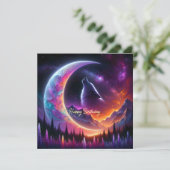 Nachtelijke hemel Wolf huil halve maan Verjaardag (Staand voorkant)