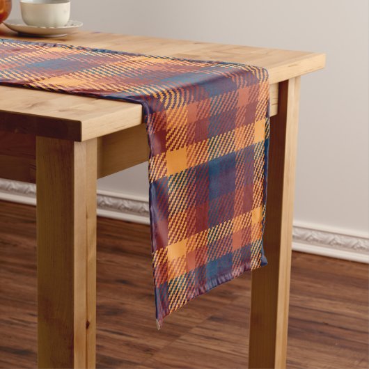 Nachtelijke Herfst Earth Tones Tweed Pset Pattern Korte Tafelloper (Voorbeeld)