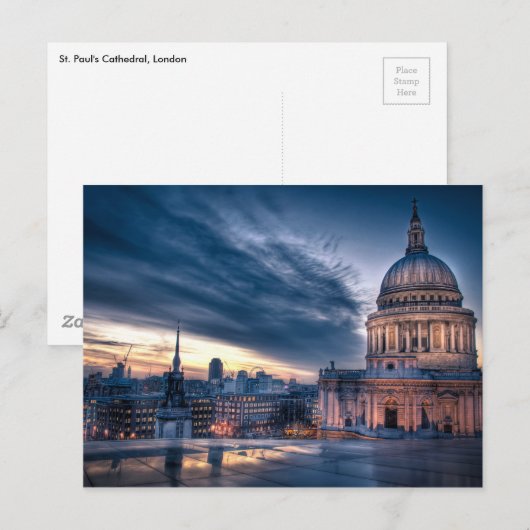 Nachtelijke herfsten over St. Paul's Cathedral in  Briefkaart (Voorkant / Achterkant)
