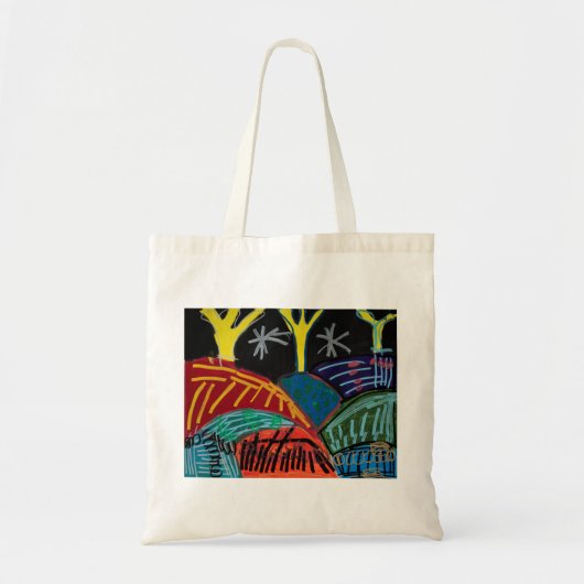 Nachtelijke heuvels en bomen (met posca) van Johnn Tote Bag (Voorkant)