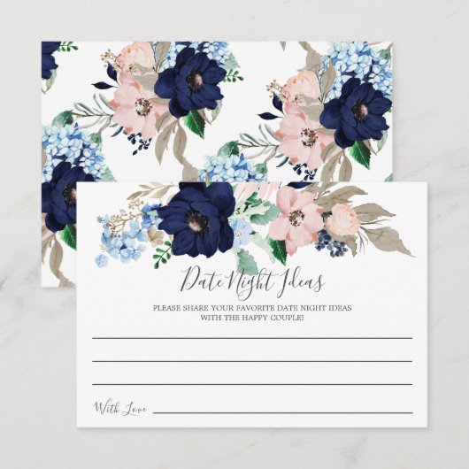 Nachtelijke ideeën voor marine- en Blush-datumkaar Kaart (Voorkant / Achterkant)