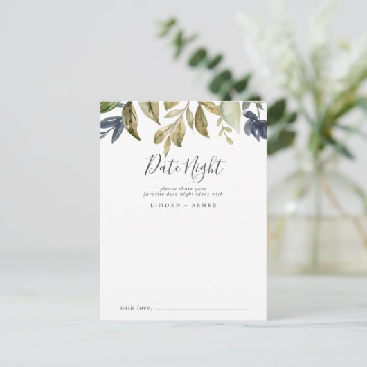 Nachtelijke Kaarten voor Greenery Date Night Idea (Staand voorkant)