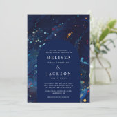 Nachtelijke marinemacht Blauwe Zwirls Wedding Arch Kaart (Staand voorkant)