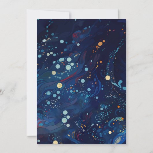 Nachtelijke marinemacht Blauwe Zwirls Wedding Arch Kaart (Achterkant)