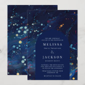 Nachtelijke marinemacht Blauwe Zwirls Wedding Arch Kaart (Voorkant / Achterkant)