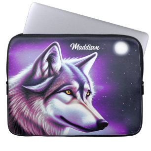 Nachtelijke Mystical Wolf-laptophoes Laptop Sleeve