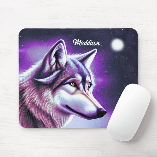 Nachtelijke Mystical Wolf Muismat (Met muis)