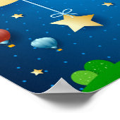 Nachtelijke nacht met maan en golf van sterren poster (Hoek)