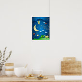 Nachtelijke nacht met maan en golf van sterren poster (Keuken)