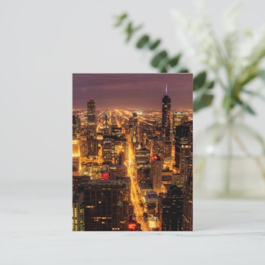 Nachtelijke omgeving van Chicago Briefkaart (Staand voorkant)