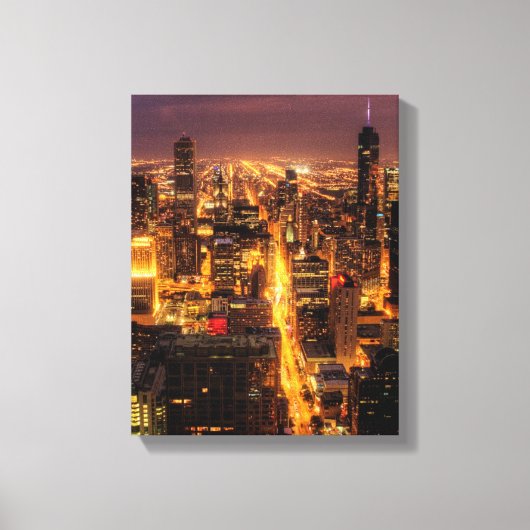 Nachtelijke omgeving van Chicago Canvas Afdruk (Voorkant)