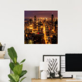 Nachtelijke omgeving van Chicago Poster (Thuiskantoor)