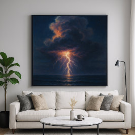 Nachtelijke Onweersbui - Pastel Schilderij Zeeland Poster