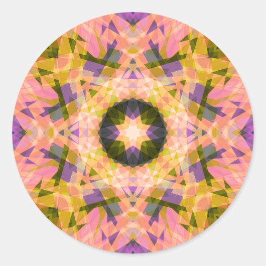 Nachtelijke roze Paarse groene ster voor Herfst Ronde Sticker (Voorkant)