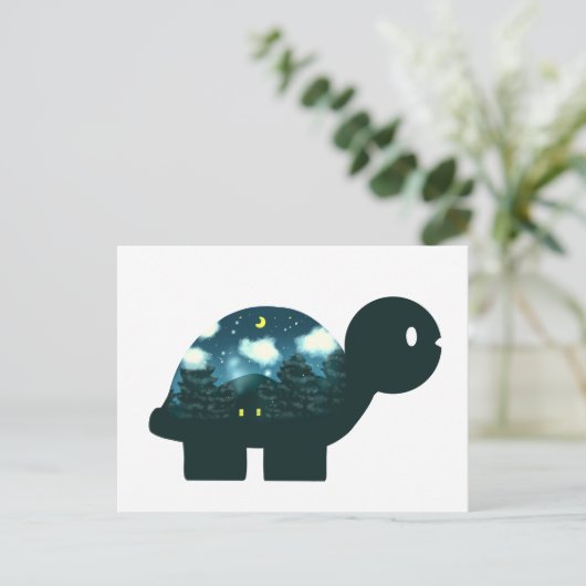 Nachtelijke Sky Cabine in het bos Turtle Briefkaart (Staand voorkant)