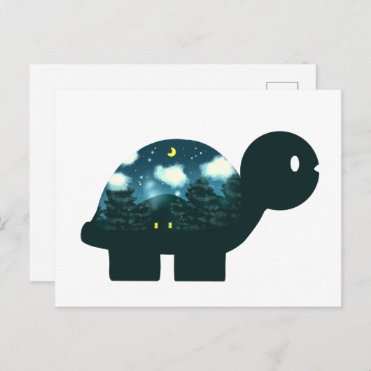 Nachtelijke Sky Cabine in het bos Turtle Briefkaart (Voorkant / Achterkant)