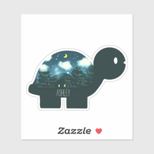 Nachtelijke Sky Cabine in het bos Turtle Sticker (Vel)