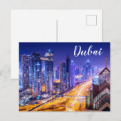 Nachtelijke Skyline Dubai Verenigde Arabische Emir Briefkaart (Voorkant / Achterkant)