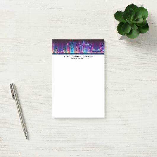 Nachtelijke skyline-gepersonaliseerde sjabloon post-it® notes (Kantoor)