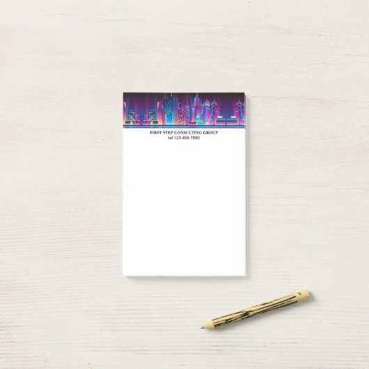 Nachtelijke skyline-gepersonaliseerde sjabloon post-it® notes (Op bureau)