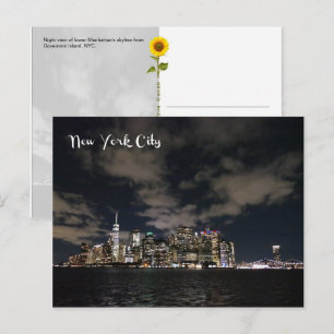 Nachtelijke skyline van NYC - H ansichtkaart Briefkaart