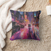 Nachtelijke snelweg in het levendige stadsbeeld kussen (Deken)