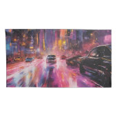 Nachtelijke snelweg in het levendige stadsbeeld kussensloop (Achterkant-Rechts)