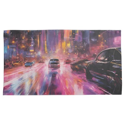 Nachtelijke snelweg in het levendige stadsbeeld kussensloop (Voorkant-Rechts)