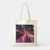 Nachtelijke snelweg in het levendige stadsbeeld tote bag (Achterkant)