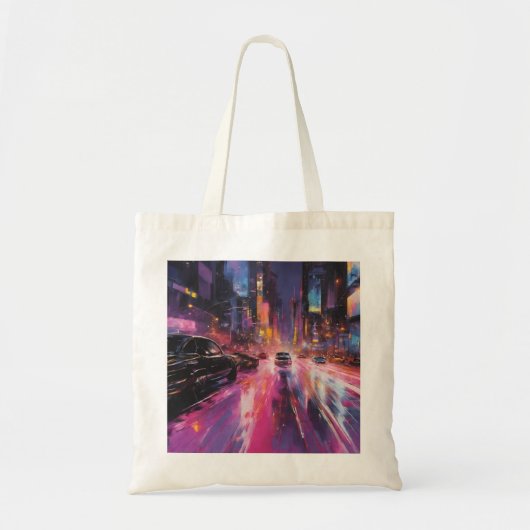 Nachtelijke snelweg in het levendige stadsbeeld tote bag (Voorkant)