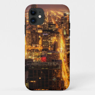 Nachtelijke stad Chicago iPhone 11 Hoesje