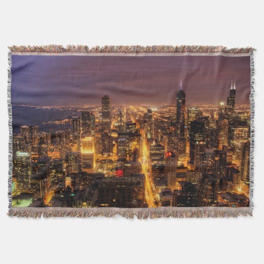 Nachtelijke stad Chicago Deken (Voorkant)