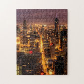 Nachtelijke stad Chicago Legpuzzel (Verticaal)