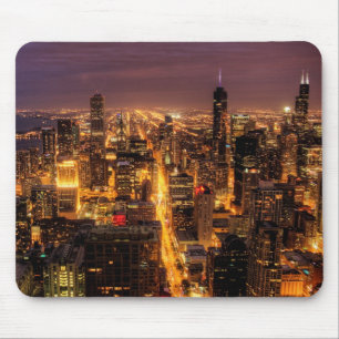 Nachtelijke stad Chicago Muismat