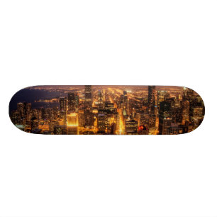 Nachtelijke stad Chicago Persoonlijk Skateboard