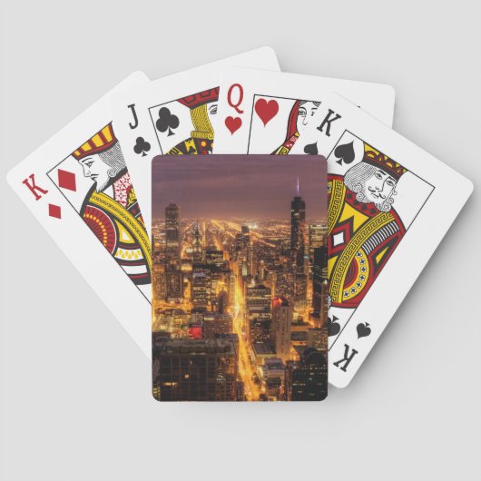 Nachtelijke stad Chicago Pokerkaarten (Achterkant)
