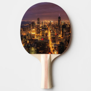 Nachtelijke stad Chicago Tafeltennisbatje
