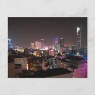 Nachtelijke stad van Ho Chi Minh City. Briefkaart