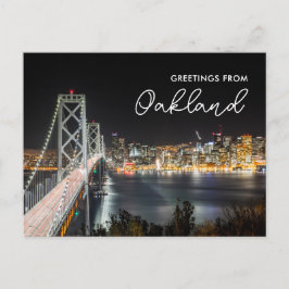 Nachtelijke stadsgezichtsbegroeting vanuit Oakland Briefkaart