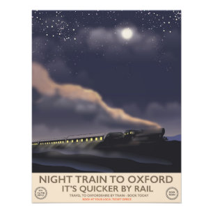 Nachtelijke trein naar Oxford Foto Afdruk