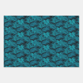 Nachtelijke tropische palmbladeren inpakpapier vel