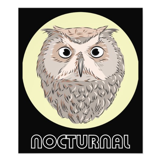 Nachtelijke Uil Illustratie Poster (Voorkant)