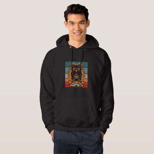 Nachtelijke uil nachtbraker psychedelische patrone hoodie (Voorkant volledig)