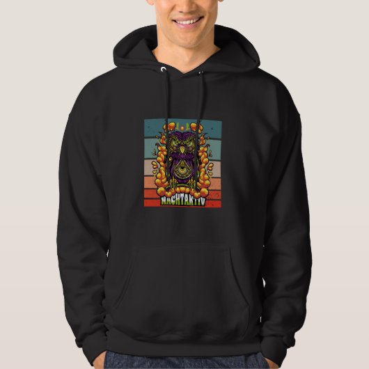 Nachtelijke uil nachtbraker psychedelische patrone hoodie (Voorkant)