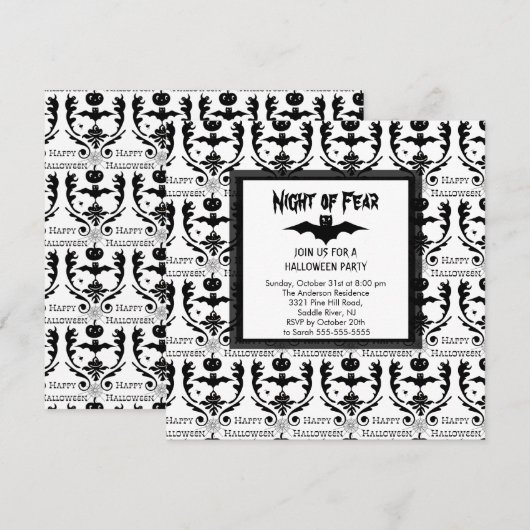 Nachtelijke uitnodiging van de BBT-halloween-parti (Voorkant / Achterkant)