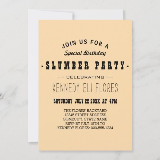 nachtelijke uitnodiging voor een slapende partij (Achterkant)